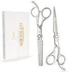 NIXCER Signature Sharp Series SWORD Hair Cutting and Thinning Scissors (COMBO SET) – Silver