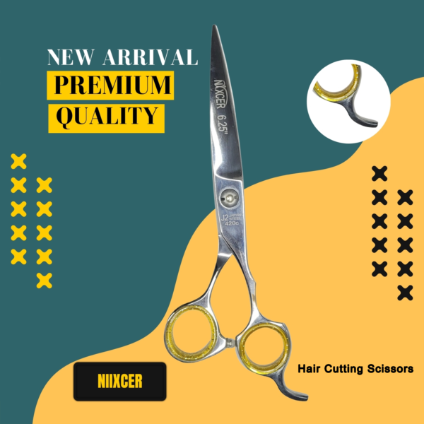 NIXCER PROFESSIONAL SERIES BROAD BLADE RAZOR EDGE HAIR CUTTING SCISSORS 6.25 SILVER 1